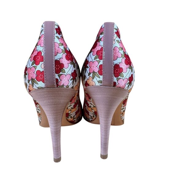 Louis Vuitton Multicolor Floral Print Satin Pointed Toe Pumps Heels Size 39 - Picture 7 of 12